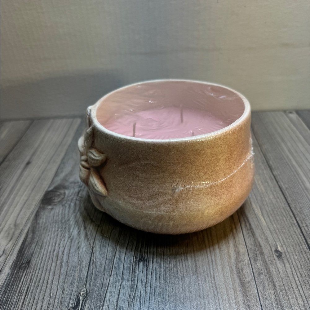 Vtg. New Stoneware Pottery Sun Smiling Face Candle Earth In Works Simply Vanilla - Picture 2 of 6
